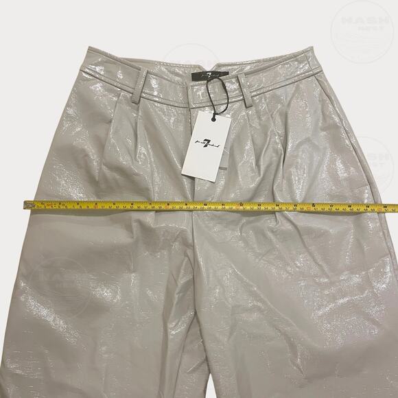7 For All Mankind Faux Patent Leather Pants | S, Ivory, Wide Leg, NWT, MSRP $258 - Picture 6 of 7